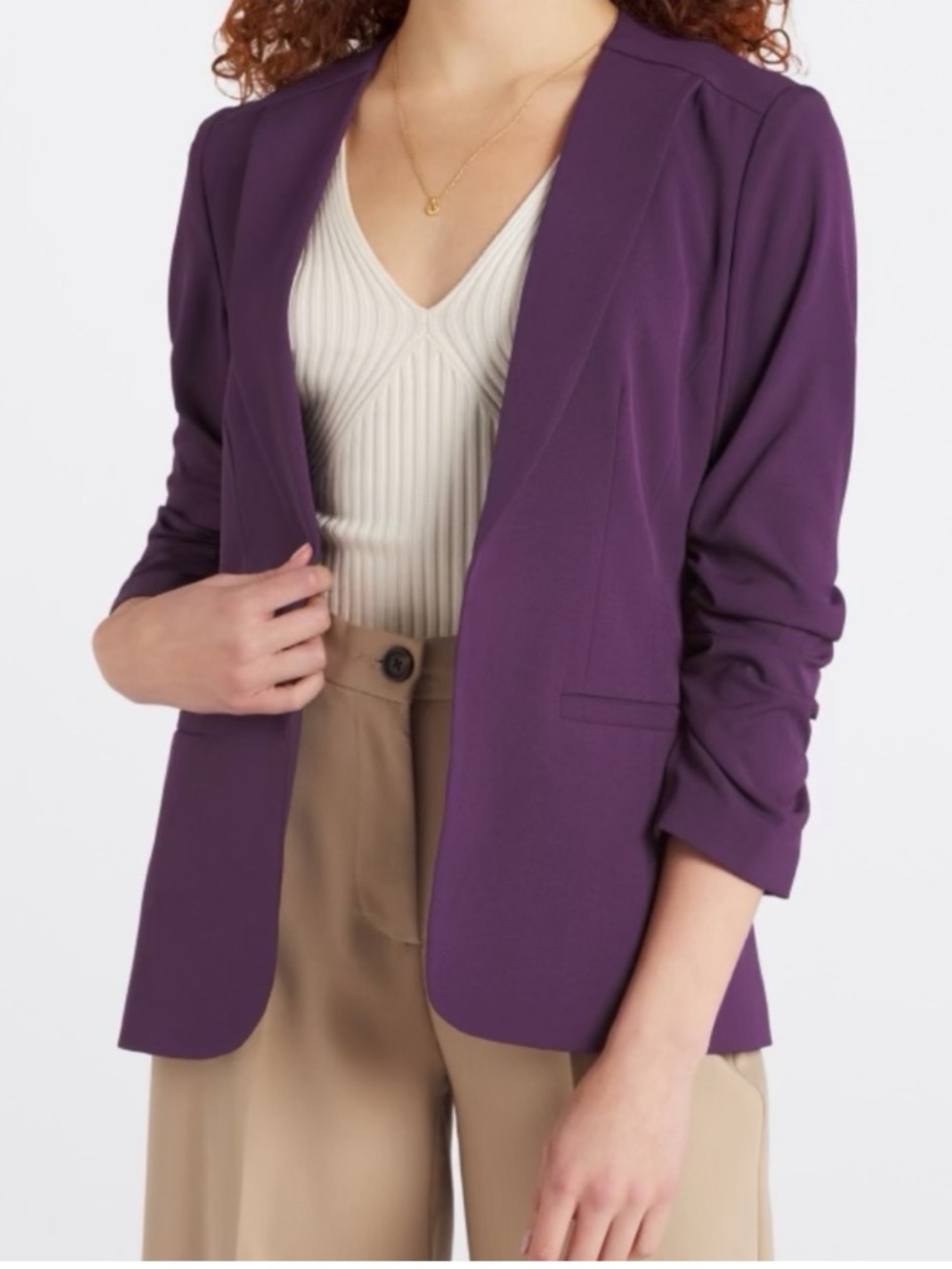 NWT Skies Are Blue Raja Collarless Blazer in Dark Purple Size 2X
